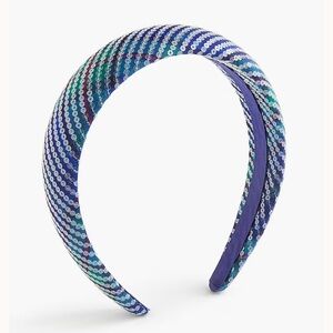 J. Crew Sequin Tartan Puff Headband. Fairmont Blue Color. 15 1/4"L x 1 1/2"W.